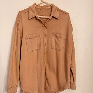 Aerie Tan Button-Up Sweater